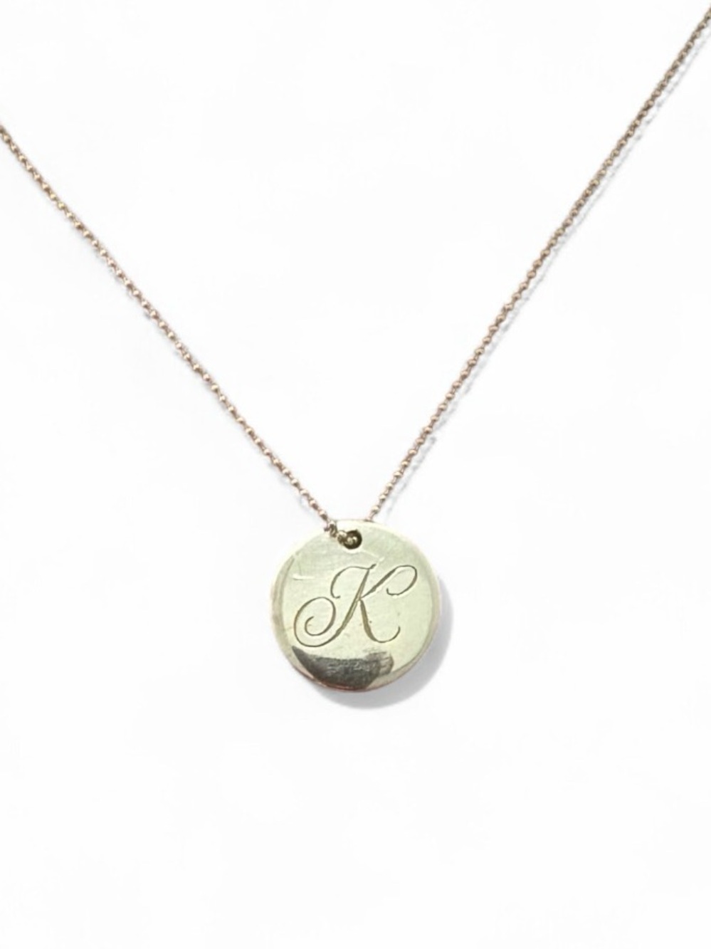 💯 Authentic Tiffany and Co. Notes Initial 'K' Round Disc Necklace